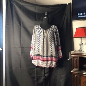 #665.  Alyx Cream 3/4 Sleeve Boxy Blouse